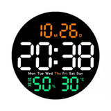 Garvee LED Wanduhr Mit Fernbedienung, 25,5 cm, Rund, Geräuschlos, Für Zuhause, Digitalwecker, Temperatur, Datum, Timer, 10 Helligkeitsstufen - Wie gezeigt