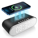 Garvee Digitaler Wecker Mit 15W Schnellladung, LED Display, Thermometer, Spiegel, Kabelloses Laden, Schwarz Für Schlafzimmer & Büro