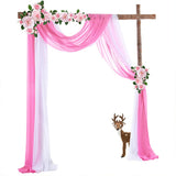 Garvee Elastischer Chiffon-Bogen Für Hochzeitsdekoration Und Bühnenhintergrund, 70x550cm, Weiß Und Hellrosa, 1 Stück - Rosa