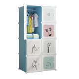 Garvee Modularer Kinderkleiderschrank DIY, Platzsparend, Robust, Blau, Für Schlafzimmer & Flur - Blau