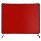 Garvee Schweißschutzwand 2.4 x 2 m, PVC Flammhemmend, Stahlrahmen, Rollen Feststellbar, Transparent, Rot - Rot