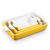Garvee Bakeware Set 3-Teilig Keramik Backformen Gelb Rechteckig Für Ofen Und Küche Vielseitig Stilvoll - gelb