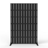 GARVEE Metall Sichtschutz 183 x 119 cm, freistehender Garten-Paravent, Wetterfest, Rostfrei und Stabil, Sichtschutz für Terrasse, Balkon und Garten, Längsstreifen - Schwarz