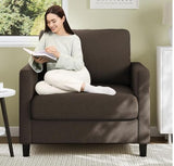 Garvee 1-Sitzer Sofa aus Teddystoff, 86 cm, extra groß, mit Armlehnen und Kissen, für Wohnzimmer, Braun - Braun