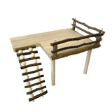Garvee Hamster Holzplattform Mit Leiter Kletterspielzeug Aktivitätsregal Goldenes Bärenmotiv Für Kleintiere Spielplatz - Horizontales Klettern