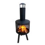 Garvee Gartenkamin Ø43xH114cm Karbonstahl Terrassenofen Mit Schornstein Für Terrasse Garten Hinterhof Schwarz