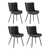 Garvee Esszimmerstühle 4er-Set, Mid-Century Polsterstühle mit Kunstleder, hoher Rückenlehne & Metallbeinen, Schwarz - Schwarz