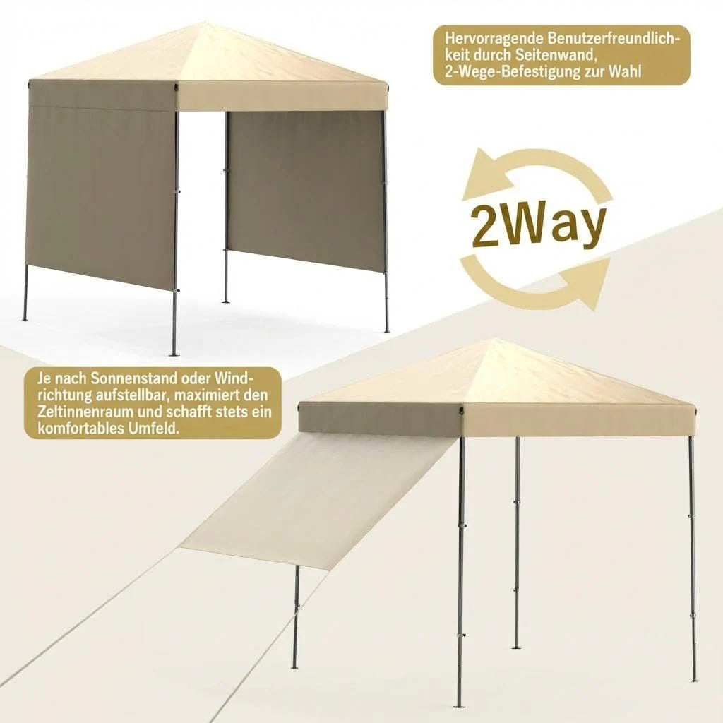 GARVEE 1,8 x 1,8 m Pop-Up Pavillon, Wasserdichtes Gartenpavillon mit UV-Schutz, Höhenverstellbar und Tragetasche, Ideal für Garten, Camping und Outdoor Events, Cremefarben