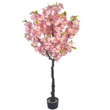 Garvee Brazilian Ironwood Künstliche Pflanzen 6FT Garten Baum Mit 5 Stämmen, Flexibel, Pflegeleicht, PE Material, Eleganter Topf, Modernes Zuhause - Rosa