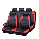 Garvee 9-Teiliges Auto Sitzbezug Set Wasserdicht Rutschfest PU-Leder Für Auto LKW SUV Universell Schwarz - schwarz