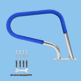 Garvee Edelstahl-Poolhandlauf 76x55 cm Mit Rutschfestem Blauem Griff Für Eingelassene Pools, Tragkraft 160kg, Rostfrei 304er Edelstahl, Befestigungsset In Silber-Blau - 
