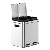 Garvee Mülleimer Doppel 2x15L Edelstahl Soft-Close Deckel Tretmechanismus Abfalltrennung Küche