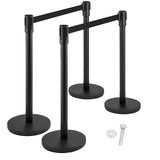 Garvee 2PCS Crowd Control Stanchion Edelstahl & Eisen Mit 4-Wege Gurt Für Hochverkehrsorte Schwarz