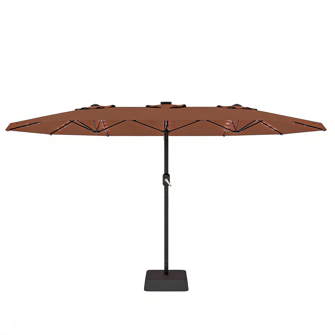 Garvee Sonnenschirm 270×450 cm, Mit Solar Licht, Stabiler Fuß, Für Garten & Pool, Braun