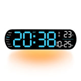 Garvee Digitale LED-Wandklocka 35 cm, Große Anzeige, 9-Stufig Dimmbar, Temperatur, Speicherfunktion, Blau, Für Küche & Büro - Blau
