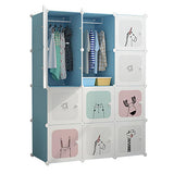 Garvee Modularer Kinderkleiderschrank DIY, Platzsparend, Robust, Blau, Für Schlafzimmer & Flur - Blau