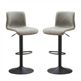 Garvee Barhocker 2er-Set, 61–81 cm höhenverstellbar, mit Rückenlehne & Fußstütze, PU-Kunstleder, Metall, Grau, 360° drehbar, gepolstert - Grau