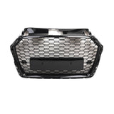 Garvee Kühlergrill Wabendesign für Audi A3 8V/RS3 2016-2019, PDC-Kompatibel, Nebelschutz, ABS Kunststoff, Glänzend Schwarz, Einfache Montage, Sportliches Design