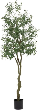 Garvee 7FT Künstlicher Olivenbaum Mit Realistischen Blättern Und Früchten Für Wohnzimmer Schlafzimmer Büro Deko, 210cm, Grün - Wie gezeigt