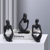 Garvee 3er-Set Abstrakte Denker Statue Miniatur Skulptur Resin Modern Schwarz