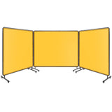 Garvee Schweißschutzschirm 3 Panel 2.4 x 2 m, Stahlrahmen, Flammhemmend, UV-Schutz, PVC, Mit Rollen - Gelb