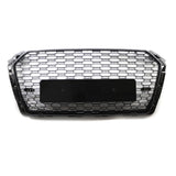 Garvee Frontstoßstange Wabengitter Grill Rahmen Trim Cover Für A4L RS4 2017-2019, Sportliches Design, Langlebiges ABS, Schwarz