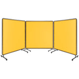 Garvee Schweißschutzschirm 3 Panel 1.8 x 2 m, Stahlrahmen, Flammhemmend, UV-Schutz, PVC, Mit Rollen - Gelb