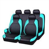 Garvee 9-Teiliges Auto Sitzbezug Set Wasserdicht Rutschfest PU-Leder Universal Für Auto LKW SUV Schwarz - schwarz