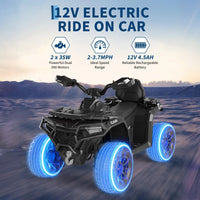 Garvee Schwarz Elektro-Quad 12V für Kinder – Mit Fernbedienung, 2x35W Motoren, Musik & LED für Kinder 3-8 Jahre