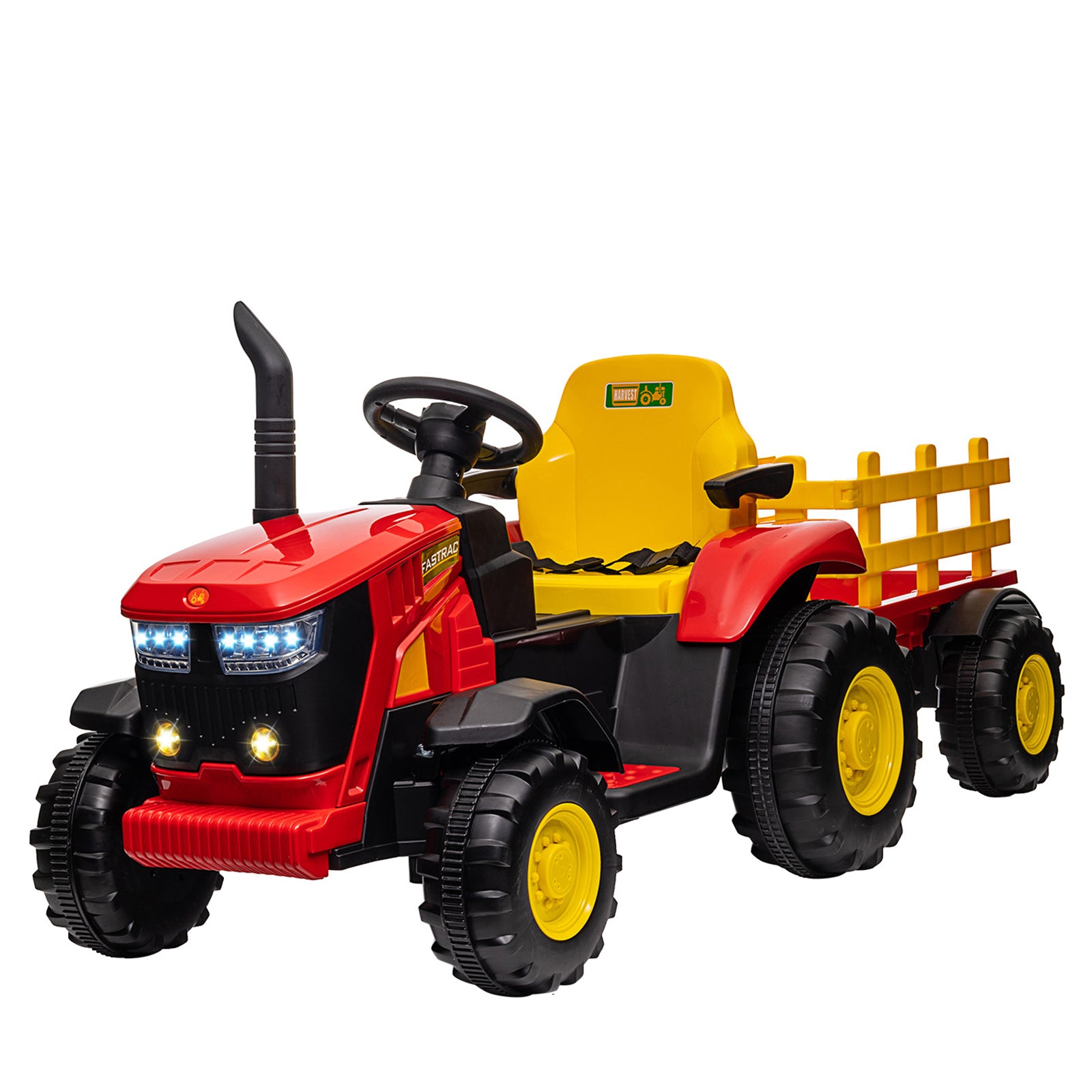 Garvee Rot 12V Kinder Elektro Traktor, Lenkbar per Fernbedienung, Spielzeugauto für Jungen