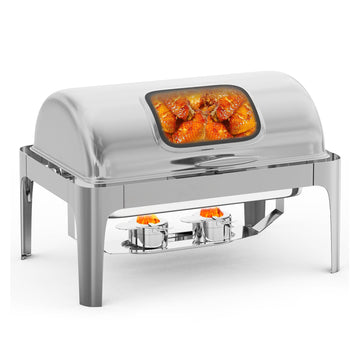 Garvee 9QT Edelstahl Buffet Heißhalter mit Sichtdeckel Wasserbad Warmhaltesystem für Partys Hochzeit Catering