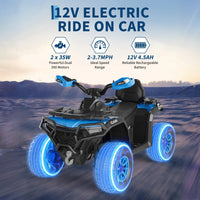 Garvee Blau Elektro-Quad 12V für Kinder – Mit Fernbedienung, 2x35W Motoren, Musik & LED für Kinder 3-8 Jahre