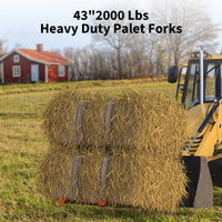 Garvee Palettengabel 109 cm – 907 kg Tragkraft, Stahl, Verstellbare Stabilisatorstange für Traktor-Schaufeln