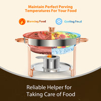 Garvee 6er Set Runde Chafing Dishes 5QT Edelstahl Rose Gold Warmhalteplatten Rundes Design Für Catering Hochzeit Event