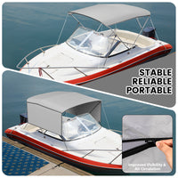 Garvee 3-Bogen-Bimini-Top-Bootsabdeckung, Abnehmbare Seiten, Verstellbar, Marine Canvas, UV-Schutz, Verstellbar 155–168 cm, Grau