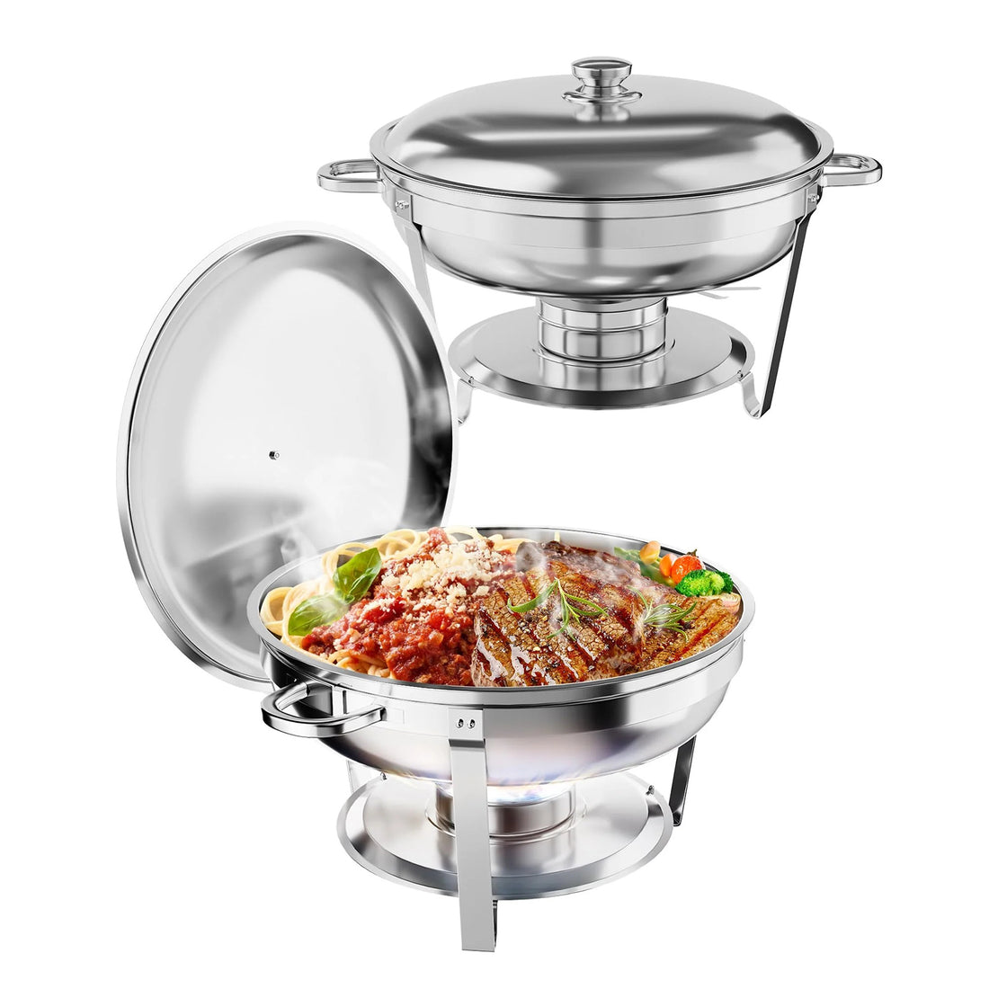 Garvee 4,7 L Edelstahl Chafing Dish Set – 2-teilig, Speisenwärmer für Catering & Buffets