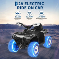 Garvee Silber Elektro-Quad 12V für Kinder – Mit Fernbedienung, 2x35W Motoren, Musik & LED für Kinder 3-8 Jahre