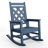 Garvee Outdoor Schaukelstuhl HDPE Holzoptik, 172 Kg Tragkraft, Ergonomisch, Wetterfest, Für Garten & Terrasse - Blau