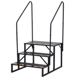 Garvee 3-Stufige Tragbare Treppe Mit Handlauf, Stahl, Rutschfeste Tapes Für Wohnwagen, Hot Tub, Outdoor, Schwarz, Kompakt - Schwarz
