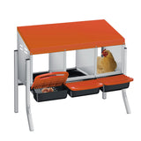 Garvee Hühnernestbox 3-Fach mit Ständer Metall Eiablagebox 85x50x70cm erhöht für 3-6 Hühner in Orange - Orange