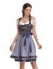 Garvee Damen Traditionelles Dirndlkleid 3-teilig – Oktoberfest-Kostüm Midikleid Marineblau Größe 36