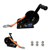 GARVEE Anhängerwinde 1.588 kg, Robuste Bootswinde mit 10 m Gurt und Doppelgang-Getriebe 4:1/8:1, Verzinkte Stahl Handwinde für Bootsanhänger, ATV und Transport, Standardkurbel - Orange
