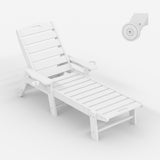 GARVEE HDPE Gartenliege mit Rädern, Verstellbare Sonnenliege mit Getränkehalter, Wetterfest und Pflegeleicht, Ideal für Pool, Strand und Garten, Weiß - Weiß