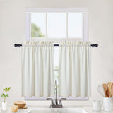 Garvee Wasserdichte Kurze Cafégardinen Aus PVC Für Küche & Bad, 2 x 30x91,4 cm, Halbtransparent, Relieftextur - Beige