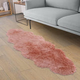 GARVEE Kunstfellteppich Rosa Flauschiger Schaffellfellteppich Für Kinderzimmer 60x160 cm Maschinenwaschbar - Rosa