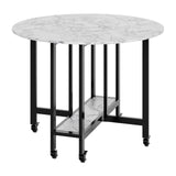 Garvee Esstisch 100×100×75 cm, 100 cm, Kippschutz, Rollen, Auf Sitzplätze abgestimmt, Grau - Grau