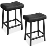 Garvee Barhocker Set 2, 61 cm, PU-Leder, Gepolstert, Metallgestell für Kücheninsel & Bar - Schwarz