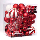 Garvee 65tlg Weihnachtskugel-Set Bruchsicher Rot-Weiß Kunststoff Für Indoor & Outdoor Deko