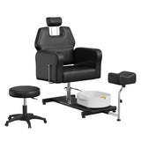 Garvee Reclining Pedicure Chair Mit Massage Fußbecken, Höhenverstellbar, 360° Drehung, Leder, Verstellbare Fußstütze, Schwarz, Beauty Spa Salon