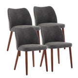 Garvee Esszimmerstühle 4er-Set, moderne Polsterstühle mit PU-Kunstleder, ergonomischer Rückenlehne & Holzbeinen, Dunkelgrau